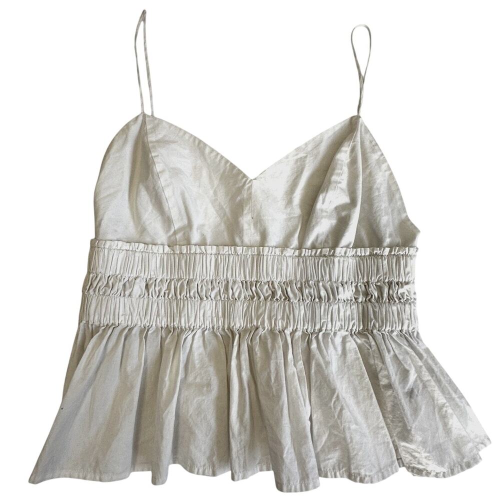 Express Soft White Babydoll Cami Smocked Ruffle Size Medium